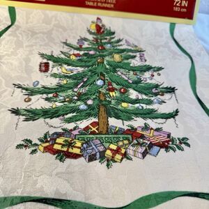 NWT SPODE Christmas Tree Table Runner 13" X 72" In Open Pkg